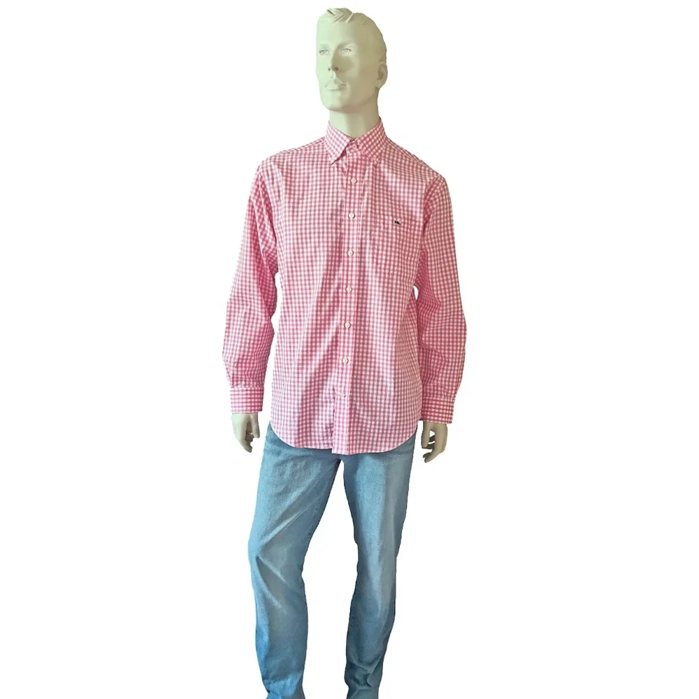Vineyard Vines Classic Fit Tucker Shirt 100% Cotton Pink Gingham Check NWOT - Picture 12 of 13